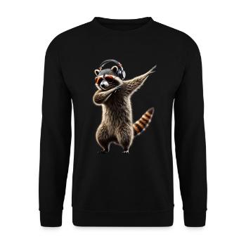 Funny Dabbing Raccoon Farmer Animal Lover Dab - Unisex Sweatshirt - black - Front - Alina (178cm) & Michal (187cm)
