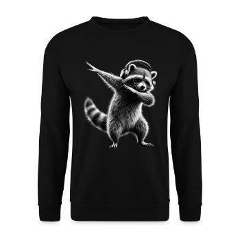 Funny Dabbing Raccoon Farmer Animal Lover Dab - Unisex Sweatshirt - black - Front - Alina (178cm) & Michal (187cm)