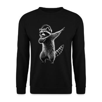 Funny Dabbing Raccoon Farmer Animal Lover Dab - Unisex Sweatshirt - black - Front - Alina (178cm) & Michal (187cm)