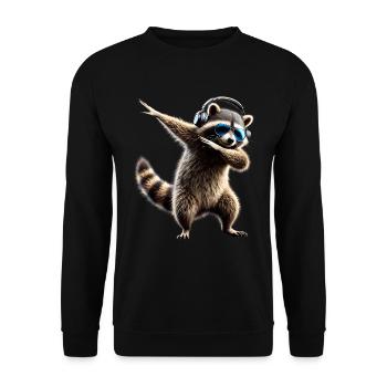 Funny Dabbing Raccoon Farmer Animal Lover Dab - Unisex Sweatshirt - black - Front - Alina (178cm) & Michal (187cm)