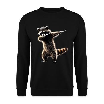 Funny Dabbing Raccoon Farmer Animal Lover Dab - Unisex Sweatshirt - black - Front - Alina (178cm) & Michal (187cm)