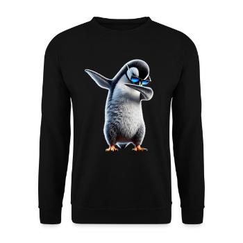 Lustiger Dabbing Pinguin Tanzen Tierliebhaber Dab - Unisex Pullover - Schwarz - Vorne - Alina (178cm) & Michal (187cm)