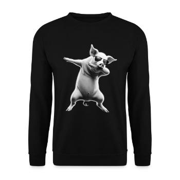 Funny Dabbing Pig Farmer Animal Lover Dab - Unisex Sweatshirt - black - Front - Alina (178cm) & Michal (187cm)
