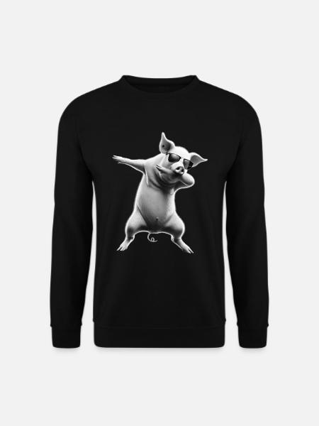 Lustiger Dabbing Schwein Bauer Tierliebhaber Dab - Unisex Pullover - Schwarz