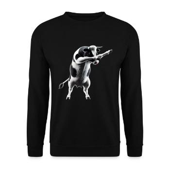 Funny Dabbing Cow Dancing Animal Lover Dab Animals - Unisex Sweatshirt - black - Front - Alina (178cm) & Michal (187cm)