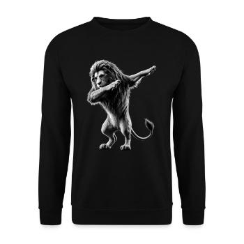 Funny Dabbing Lion Dancing Animal Lover Dab Animal - Unisex Sweatshirt - black - Front - Alina (178cm) & Michal (187cm)