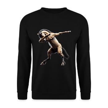 Funny Dabbing Horse Dancing Animal Lover Dab - Unisex Sweatshirt - black - Front - Alina (178cm) & Michal (187cm)