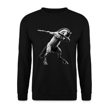 Funny Dabbing Horse Dancing Animal Lover Dab - Unisex Sweatshirt - black - Front - Alina (178cm) & Michal (187cm)