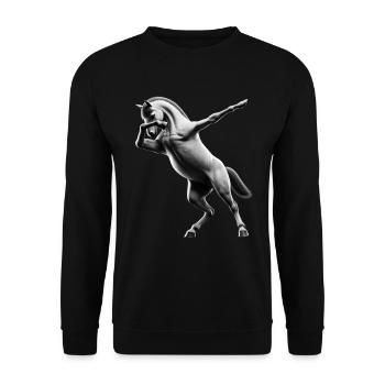 Funny Dabbing Horse Dancing Animal Lover Dab - Unisex Sweatshirt - black - Front - Alina (178cm) & Michal (187cm)