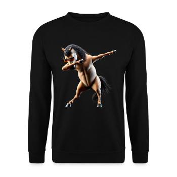Funny Dabbing Horse Dancing Animal Lover Dab - Unisex Sweatshirt - black - Front - Alina (178cm) & Michal (187cm)