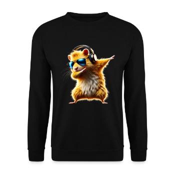 Funny Dabbing Hamster Rodent Animal Lover - Unisex Sweatshirt - black - Front - Alina (178cm) & Michal (187cm)