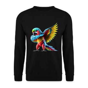 Funny Dabbing Parrot Bird Animal Lover Bird - Unisex Sweatshirt - black - Front - Alina (178cm) & Michal (187cm)