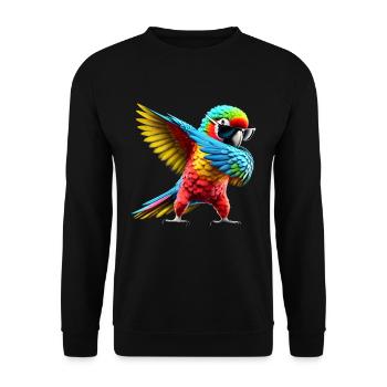 Funny Dabbing Parrot Bird Animal Lover Bird - Unisex Sweatshirt - black - Front - Alina (178cm) & Michal (187cm)