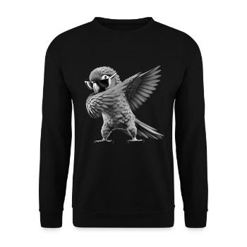 Funny Dabbing Parrot Bird Animal Lover Bird - Unisex Sweatshirt - black - Front - Alina (178cm) & Michal (187cm)