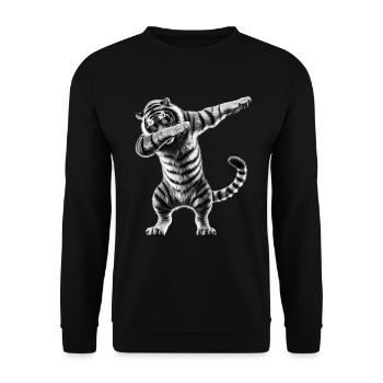 Funny Dabbing Tiger Wildlife Animal Lover - Unisex Sweatshirt - black - Front - Alina (178cm) & Michal (187cm)