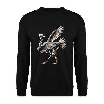 Lustiges Dabbing Straus Vogel Tierliebhaber Strauß - Unisex Pullover - Schwarz - Vorne - Alina (178cm) & Michal (187cm)