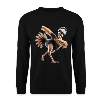 Lustiges Dabbing Straus Vogel Tierliebhaber Strauß - Unisex Pullover - Schwarz - Vorne - Alina (178cm) & Michal (187cm)