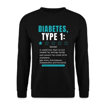 Diabetes Typ 1 - Ein Sterne Bewertung - Unisex Pullover - Schwarz - Vorne - Alina (178cm) & Michal (187cm)