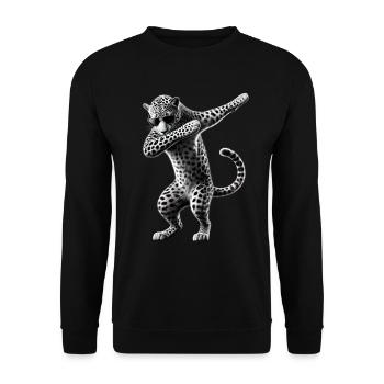 Funny Dabbing Leopard Animal Lover Animal Safari - Unisex Sweatshirt - black - Front - Alina (178cm) & Michal (187cm)