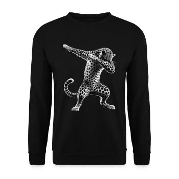 Funny Dabbing Leopard Animal Lover Animal Safari - Unisex Sweatshirt - black - Front - Alina (178cm) & Michal (187cm)