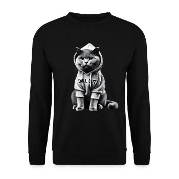 Drôle Britannique Shorthair Chill Out Chat Chill Out - Sweat-shirt Unisexe - noir - Devant - Alina (178cm) & Michal (187cm)