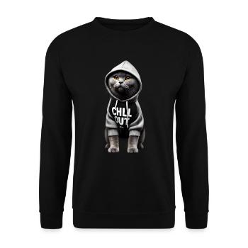 Drôle Britannique Shorthair Chill Out Chat Chill Out - Sweat-shirt Unisexe - noir - Devant - Alina (178cm) & Michal (187cm)