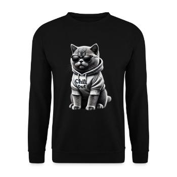 Drôle Britannique Shorthair Chill Out Chat Chill Out - Sweat-shirt Unisexe - noir - Devant - Alina (178cm) & Michal (187cm)