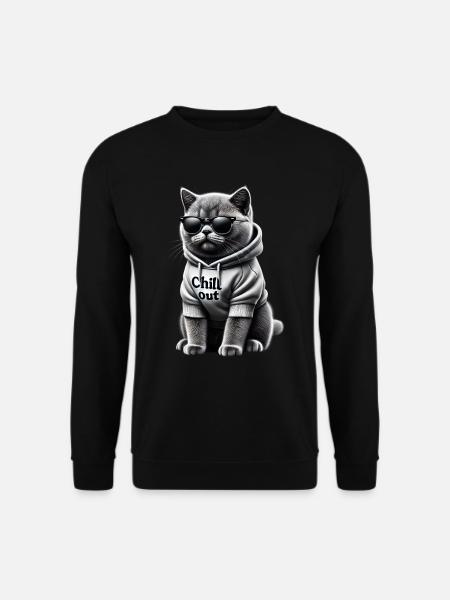 Lustige Britisch Kurzhaar Chill Out Katze Chillen - Unisex Pullover - Schwarz