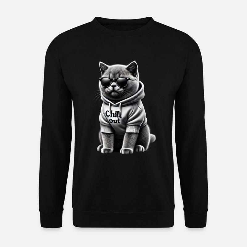 Lustige Britisch Kurzhaar Chill Out Katze Chillen - Unisex Pullover - Schwarz