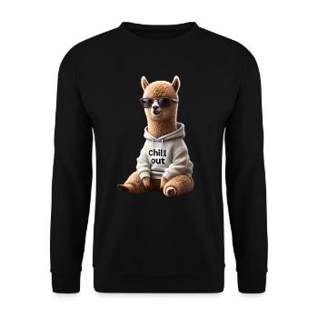 Drôle d’alpaga Chill Out Amoureux des animaux Chill - Sweat-shirt Unisexe - noir - Devant - Alina (178cm) & Michal (187cm)