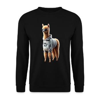 Drôle d’alpaga Chill Out Amoureux des animaux Chill - Sweat-shirt Unisexe - noir - Devant - Alina (178cm) & Michal (187cm)