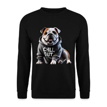 Funny English Bulldog Animal Lover Chilling - Unisex Sweatshirt - black - Front - Alina (178cm) & Michal (187cm)