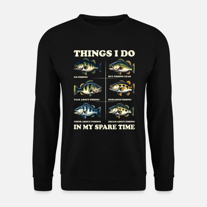 Was ich in meiner Freizeit gerne mache? Angeln! - Unisex Pullover - Schwarz
