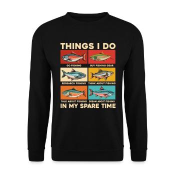 Qu’est-ce que j’aime faire pendant mon temps libre ? Pêche! - Sweat-shirt Unisexe - noir - Devant - Alina (178cm) & Michal (187cm)