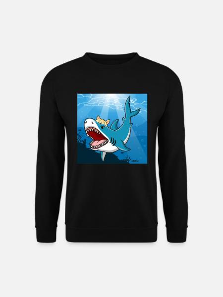 Il gatto morde lo squalo megalodonte - Felpa unisex - nero