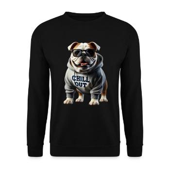Funny English Bulldog Animal Lover Chilling - Unisex Sweatshirt - black - Front - Alina (178cm) & Michal (187cm)