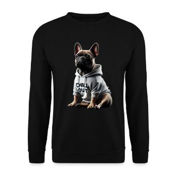 Funny French Bulldog Chill Out Chill Out - Unisex Sweatshirt - black - Front - Alina (178cm) & Michal (187cm)