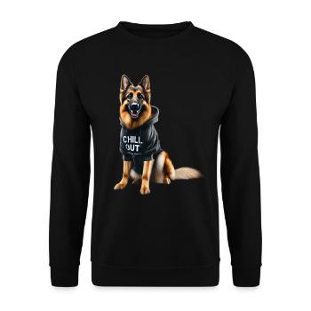 Funny German Shepherd Chill Out Chill - Unisex Sweatshirt - black - Front - Alina (178cm) & Michal (187cm)