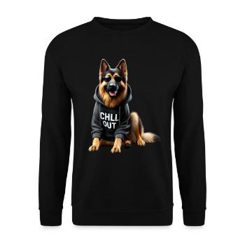 Funny German Shepherd Chill Out Chill - Unisex Sweatshirt - black - Front - Alina (178cm) & Michal (187cm)