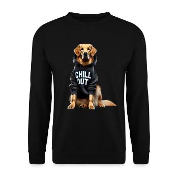 Funny German Golden Retriever Chill Out Dog - Unisex Sweatshirt - black - Front - Alina (178cm) & Michal (187cm)
