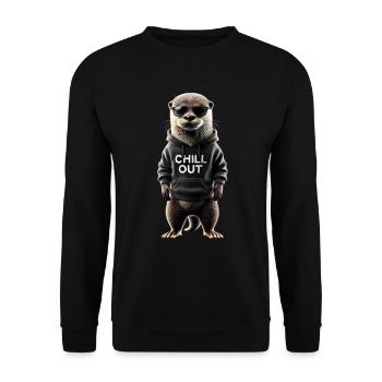 Funny Otter Chill Out Animal Lover Chill - Unisex Sweatshirt - black - Front - Alina (178cm) & Michal (187cm)