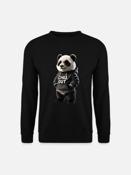 Lustiges Panda Bär Chill Out Tierliebhaber Chillen - Unisex Pullover - Schwarz