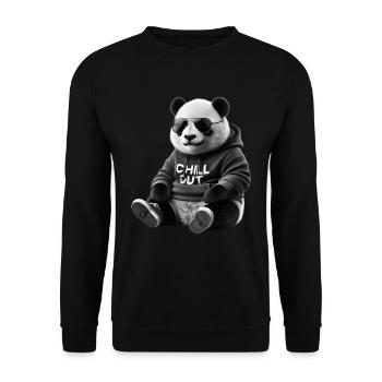 Funny Panda Bear Chill Out Animal Lover Chill - Unisex Sweatshirt - black - Front - Alina (178cm) & Michal (187cm)
