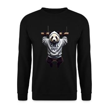 Funny Panda Bear Chill Out Animal Lover Chill - Unisex Sweatshirt - black - Front - Alina (178cm) & Michal (187cm)