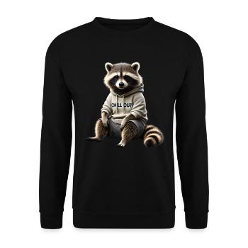 Funny Raccoon Chill Out Animal Lover Chill - Unisex Sweatshirt - black - Front - Alina (178cm) & Michal (187cm)