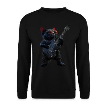 Funny Rock Guitar Cats Music Guitarist Cat - Unisex Sweatshirt - black - Front - Alina (178cm) & Michal (187cm)