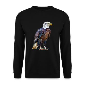 Adler Motiv Tier Tierliebhaber Vogel Kunst Natur - Unisex Pullover - Schwarz - Vorne - Alina (178cm) & Michal (187cm)