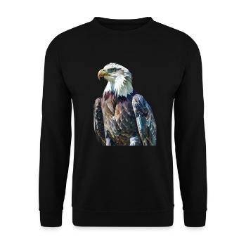 Eagle Motif Animal Animal Lover Bird Art Nature - Unisex Sweatshirt - black - Front - Alina (178cm) & Michal (187cm)
