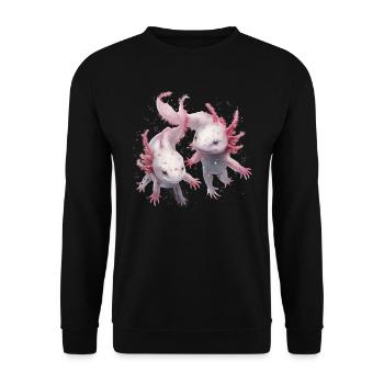 Axolotl Motif Tail Lurch Animal Lover Headphones - Unisex Sweatshirt - black - Front - Alina (178cm) & Michal (187cm)
