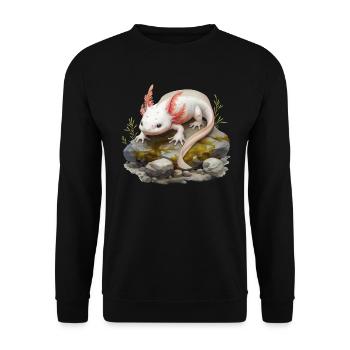 Axolotl Motif Tail Lurch Animal Lover Headphones - Unisex Sweatshirt - black - Front - Alina (178cm) & Michal (187cm)